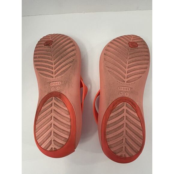 Crocs Serena Embellish Flower Iconic Footbed T Strap Sandals Women’s Sz 8 Orange - Picture 6 of 6